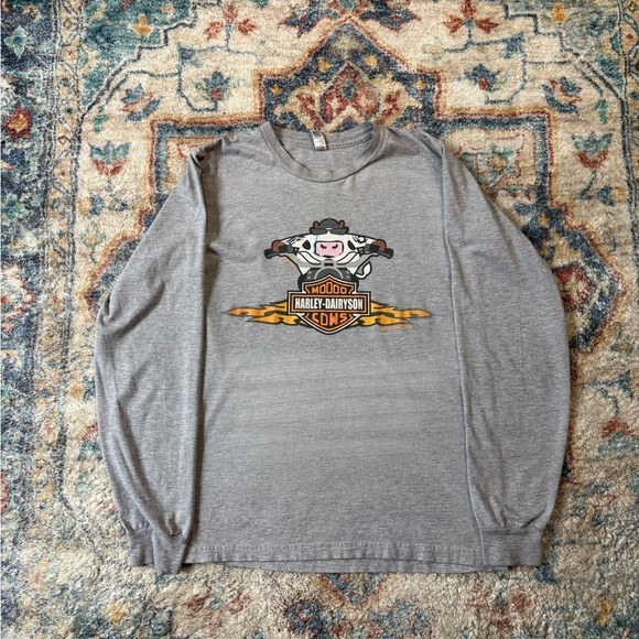 Vintage Other - Harley Davidson Cows Biker Long Sleeve T-shirt Small